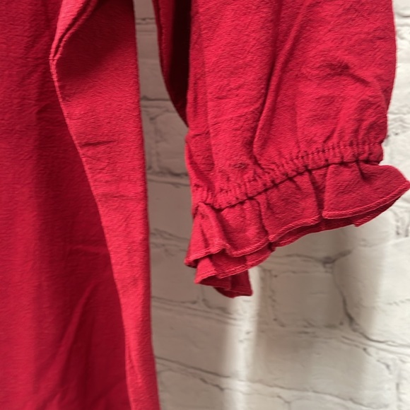 E’Retro red embroidered ruffle neck & sleeves size large NWT - Picture 5 of 7